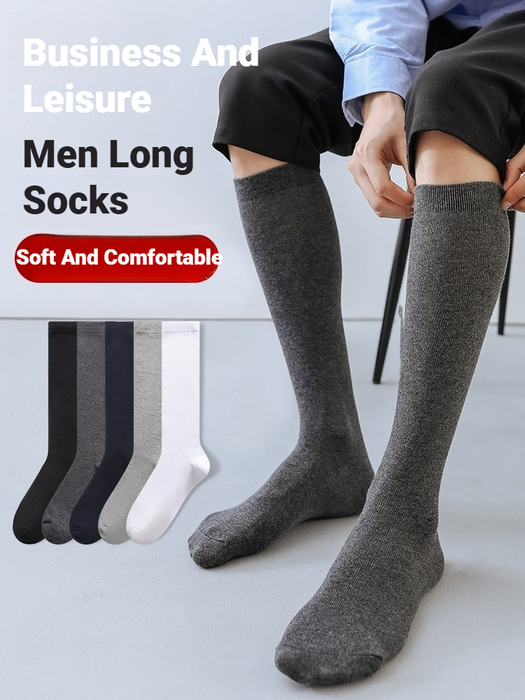 1 Pair Men Solid Knee High Bus - Sock Garter Men 评论和价格