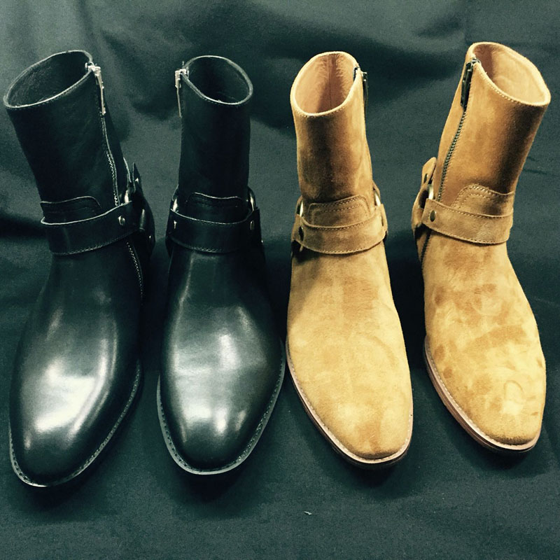 Men Genuine Leather Handmade B - Men Formal Wear With Boots 评论和价格
